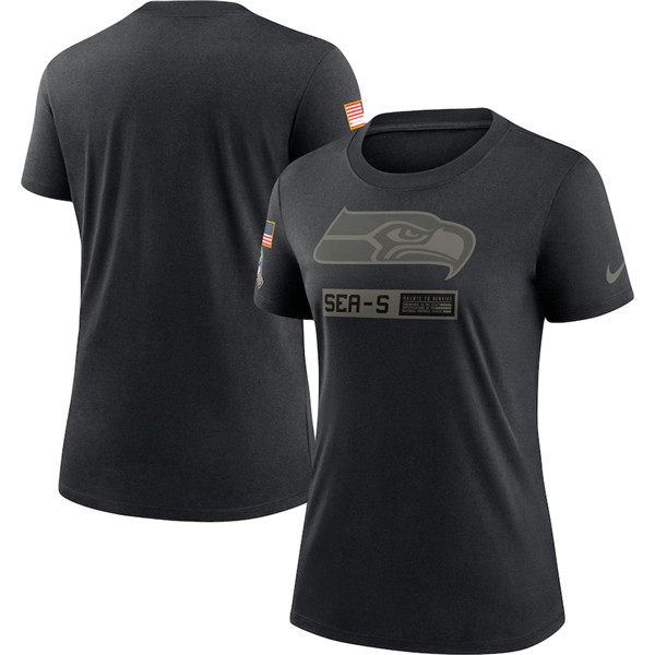 Women's Seattle Seahawks Black Salute To Service Performance T-Shirt 2020(Run Small)